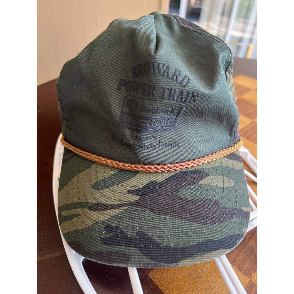 Vintage Nissin Broward Power Train Rockwell Camo Snapback Trucker Hat